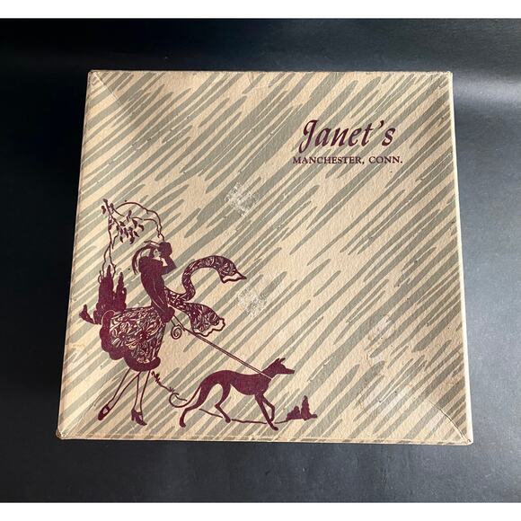 Lovely 1950s Woven Hat with Black Netting by Janet's of Manchester CT - Og Box - Picture 9 of 9